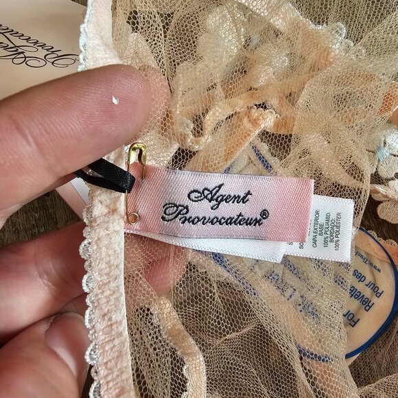 NWT!! Agent Provocateur Bethanie Full Brief, S, Peach & Blue - Picture 5 of 11